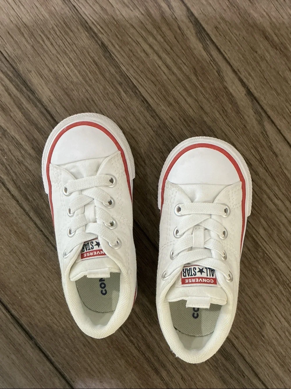 Converse Kids White Canvas Sneakers with Red Accent